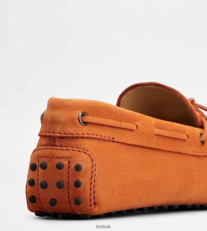 Tod's Men Gommino Driving Shoes in Nubuck 602L84743 Orange
