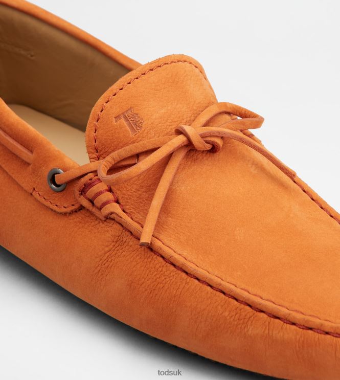 Tod's Men Gommino Driving Shoes in Nubuck 602L84743 Orange