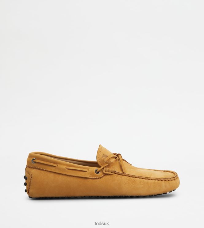 Tod's Men Gommino Driving Shoes in Nubuck 602L84744 Yellow