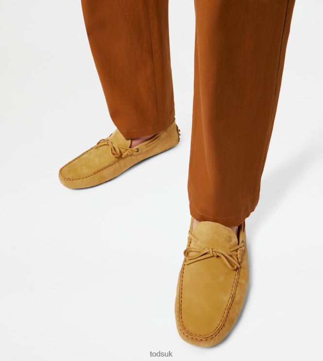 Tod's Men Gommino Driving Shoes in Nubuck 602L84744 Yellow