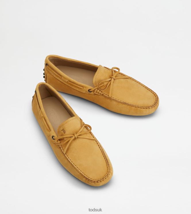 Tod's Men Gommino Driving Shoes in Nubuck 602L84744 Yellow