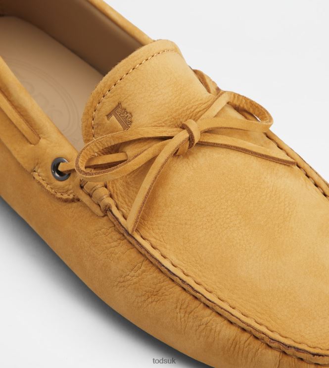 Tod's Men Gommino Driving Shoes in Nubuck 602L84744 Yellow