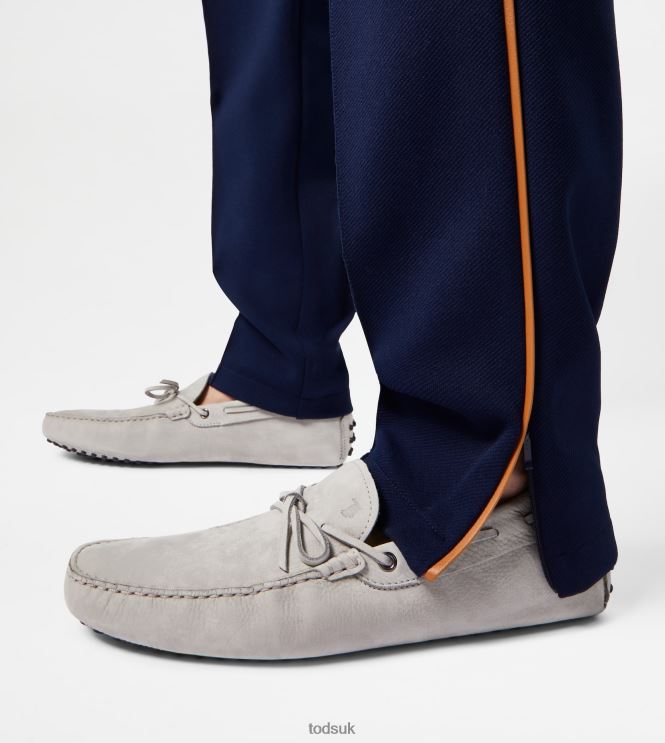 Tod's Men Gommino Driving Shoes in Nubuck 602L84745 Grey