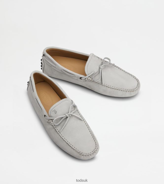 Tod's Men Gommino Driving Shoes in Nubuck 602L84745 Grey