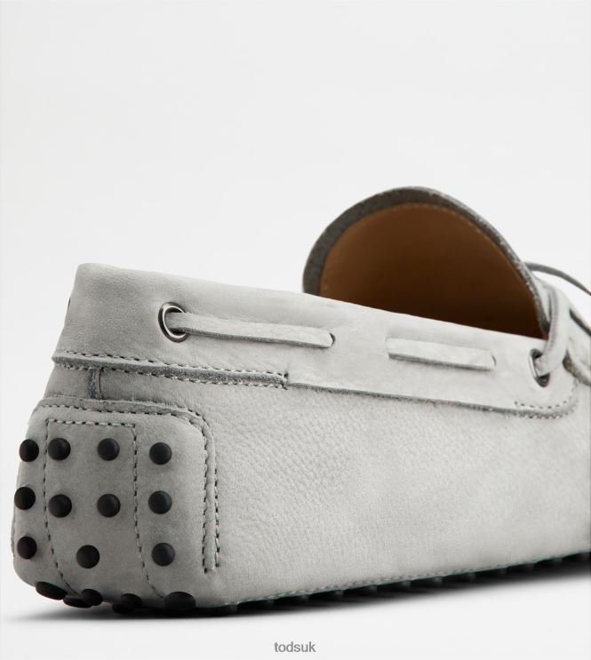 Tod's Men Gommino Driving Shoes in Nubuck 602L84745 Grey