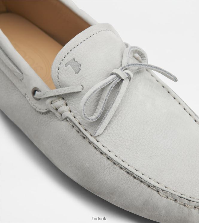 Tod's Men Gommino Driving Shoes in Nubuck 602L84745 Grey
