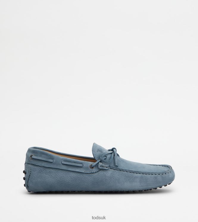 Tod's Men Gommino Driving Shoes in Nubuck 602L84746 Light Blue