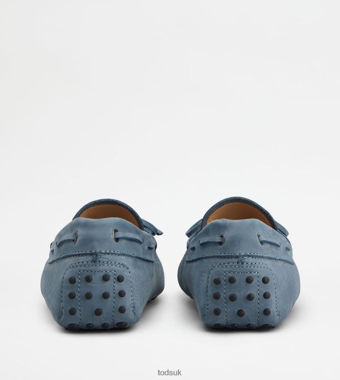 Tod's Men Gommino Driving Shoes in Nubuck 602L84746 Light Blue
