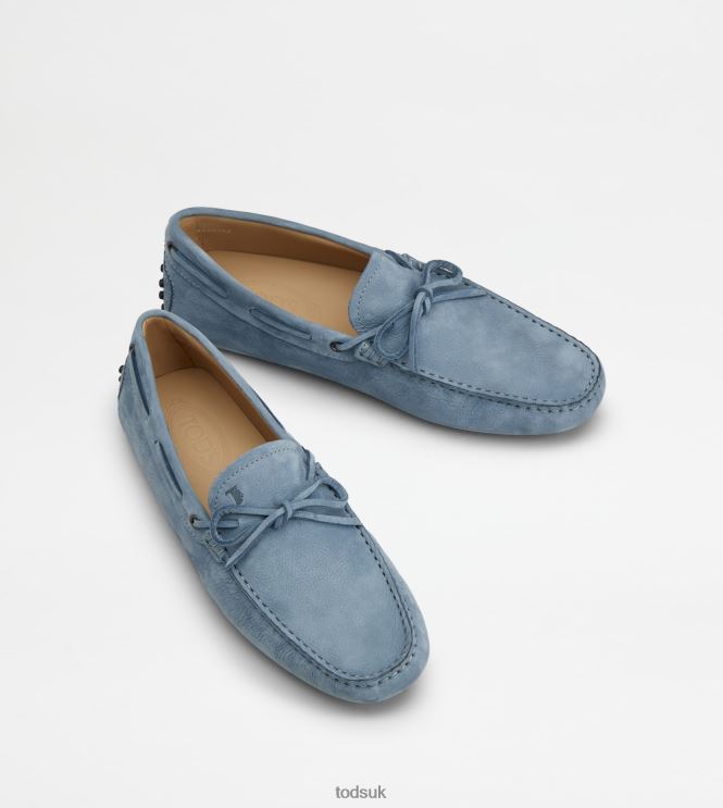 Tod's Men Gommino Driving Shoes in Nubuck 602L84746 Light Blue