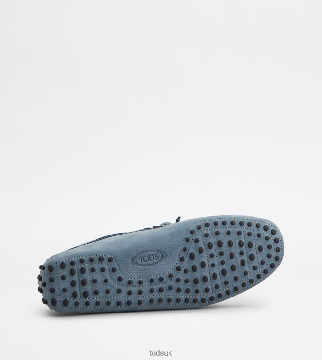 Tod's Men Gommino Driving Shoes in Nubuck 602L84746 Light Blue