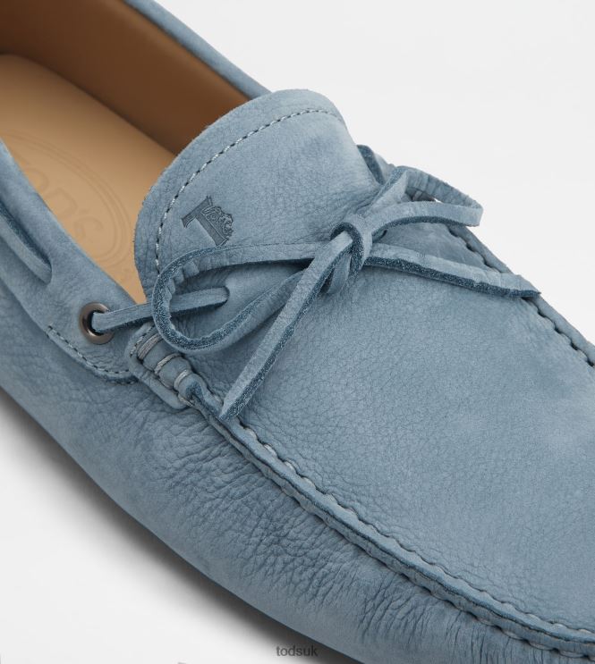 Tod's Men Gommino Driving Shoes in Nubuck 602L84746 Light Blue