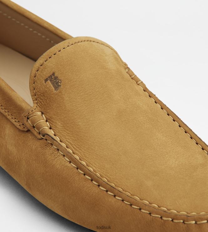 Tod's Men Gommino Driving Shoes in Nubuck 602L84763 Brown
