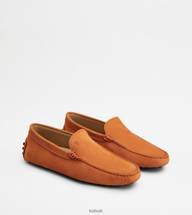 Tod's Men Gommino Driving Shoes in Nubuck 602L84765 Orange