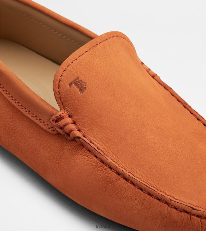 Tod's Men Gommino Driving Shoes in Nubuck 602L84765 Orange