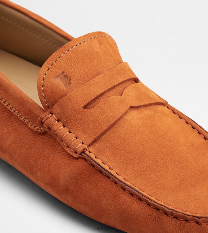 Tod's Men Gommino Driving Shoes in Nubuck 602L84776 Orange
