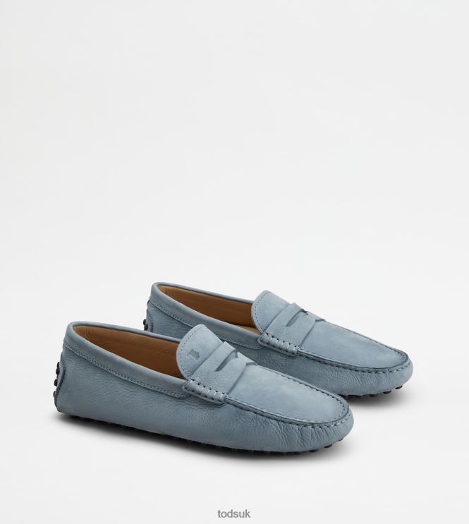 Tod's Men Gommino Driving Shoes in Nubuck 602L84777 Light Blue