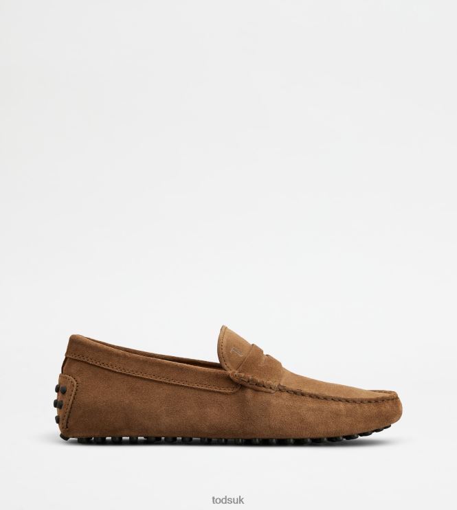 Tod's Men Gommino Driving Shoes in Suede 602L84732 Brown