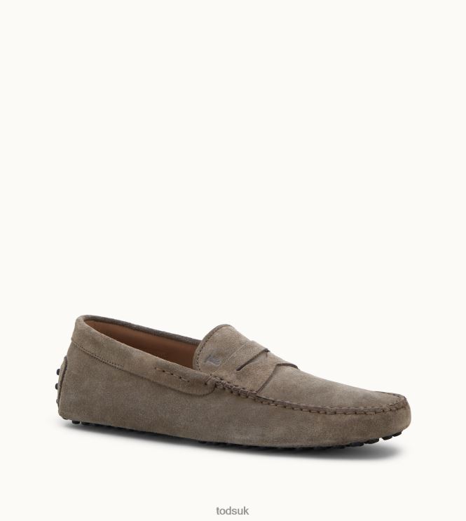 Tod's Men Gommino Driving Shoes in Suede 602L84735 Beige
