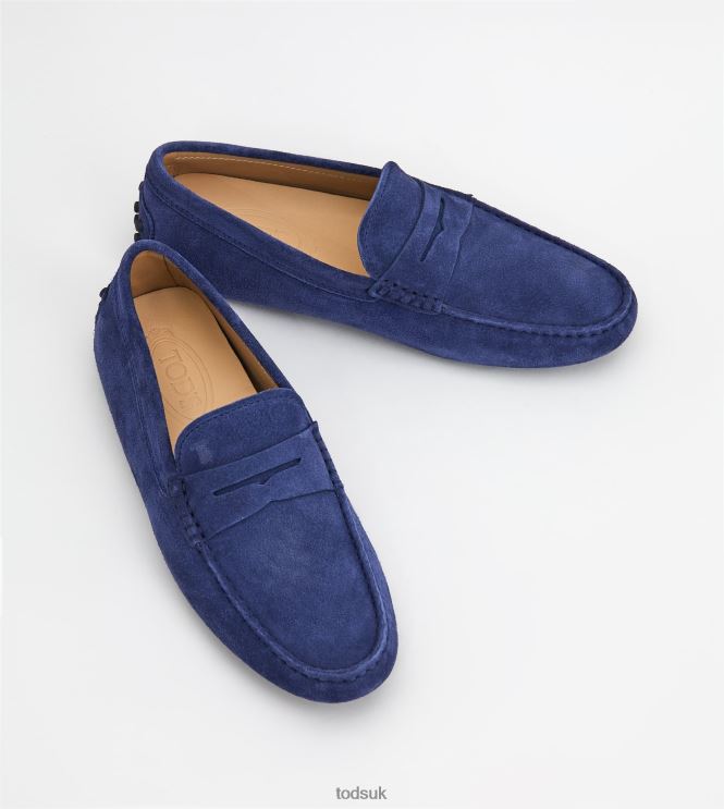 Tod's Men Gommino Driving Shoes in Suede 602L84737 Blue