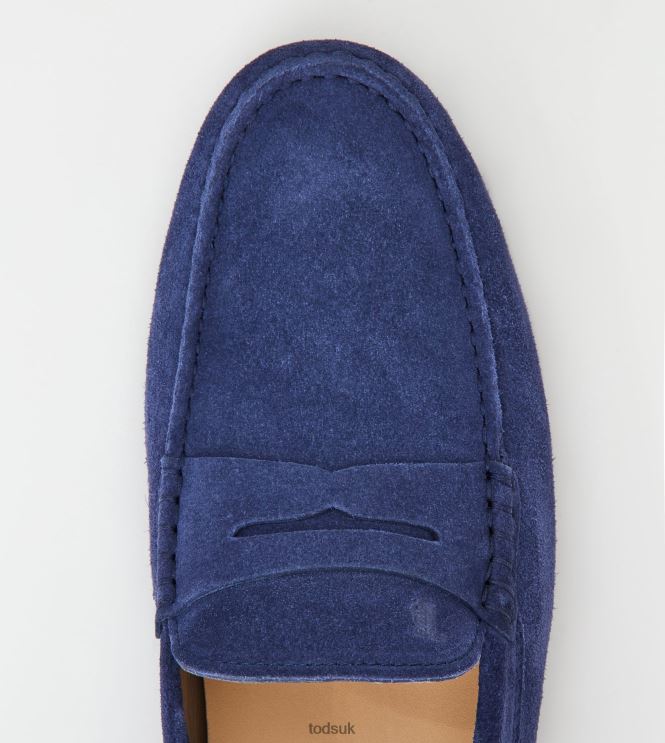 Tod's Men Gommino Driving Shoes in Suede 602L84737 Blue