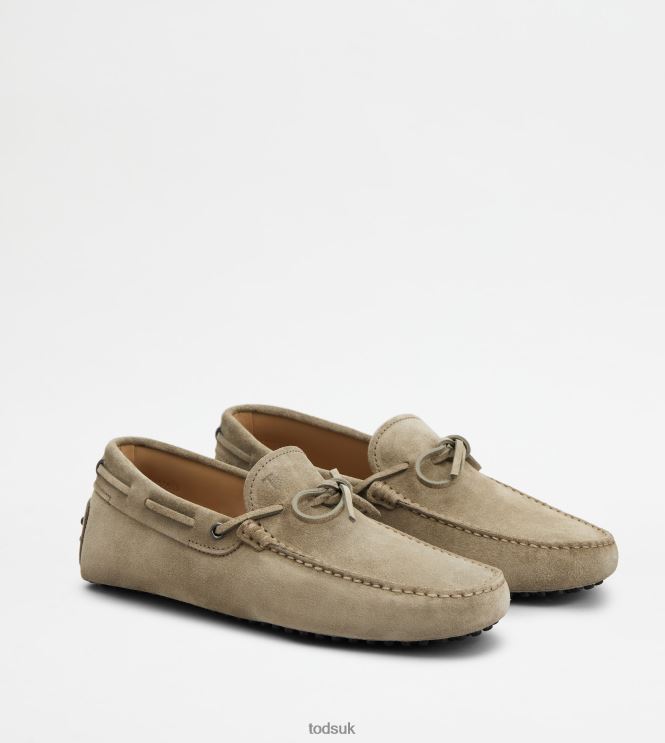 Tod's Men Gommino Driving Shoes in Suede 602L84741 Beige