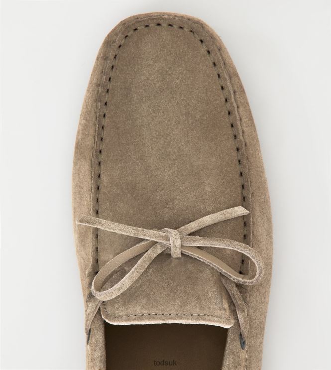 Tod's Men Gommino Driving Shoes in Suede 602L84741 Beige