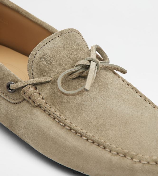 Tod's Men Gommino Driving Shoes in Suede 602L84741 Beige