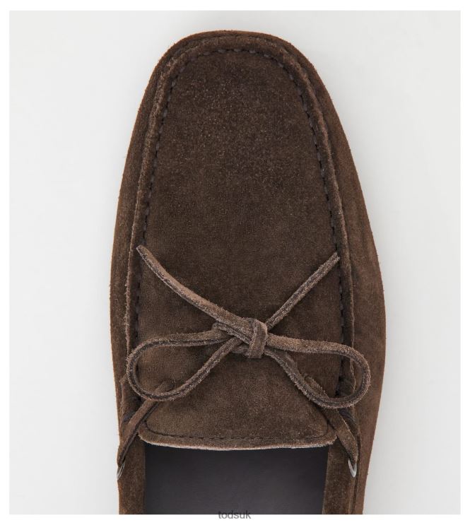 Tod's Men Gommino Driving Shoes in Suede 602L84742 Brown