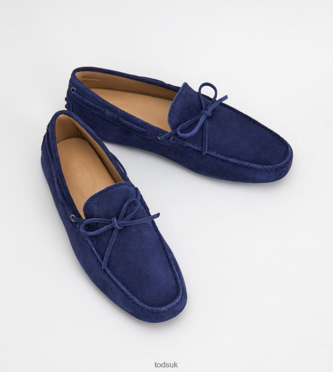Tod's Men Gommino Driving Shoes in Suede 602L84748 Blue