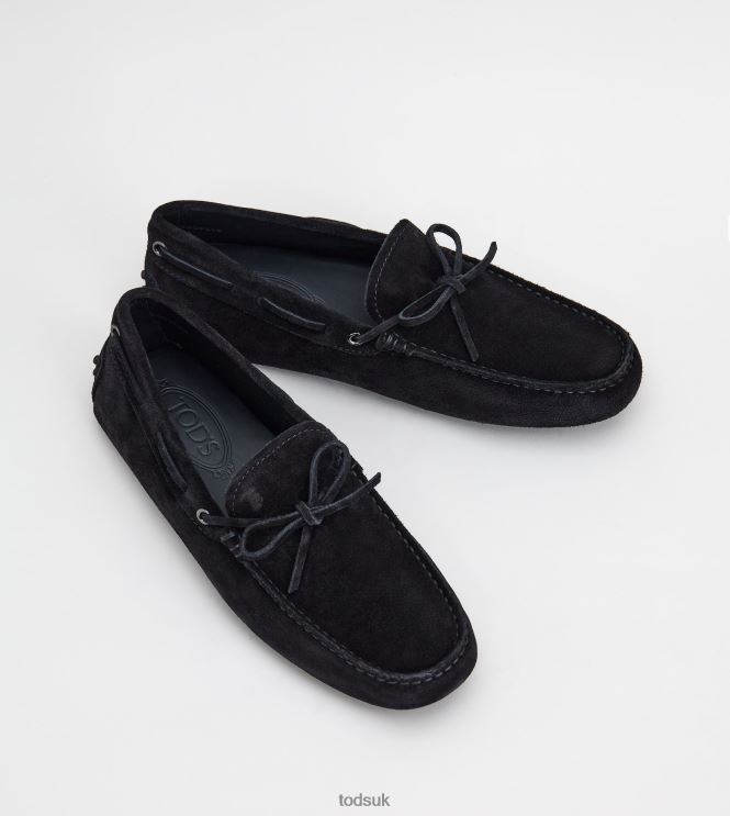 Tod's Men Gommino Driving Shoes in Suede 602L84749 Black