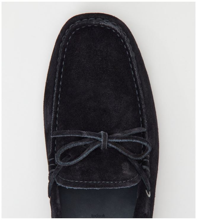 Tod's Men Gommino Driving Shoes in Suede 602L84749 Black