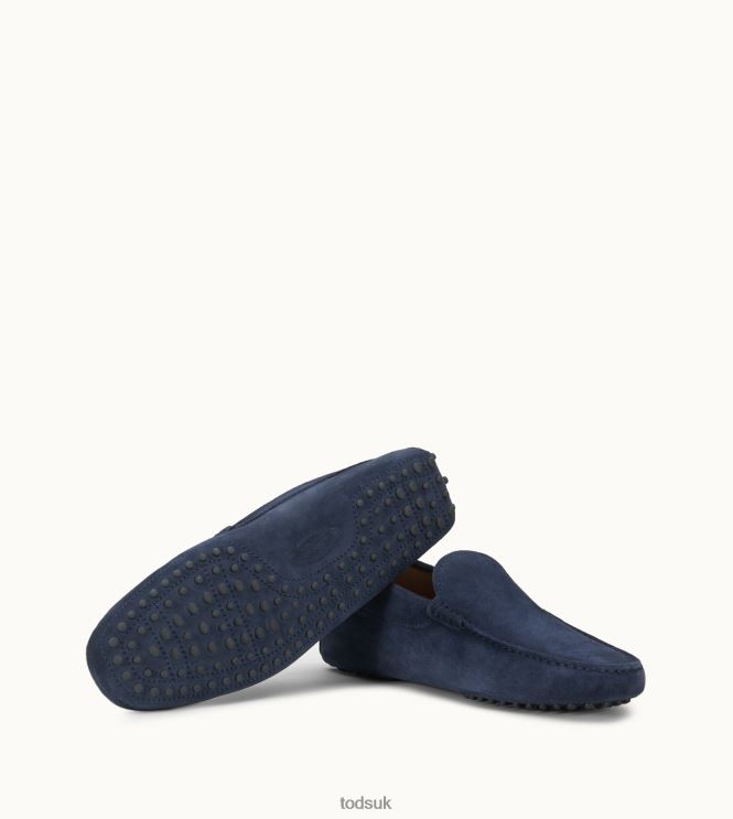 Tod's Men Gommino Driving Shoes in Suede 602L84761 Blue