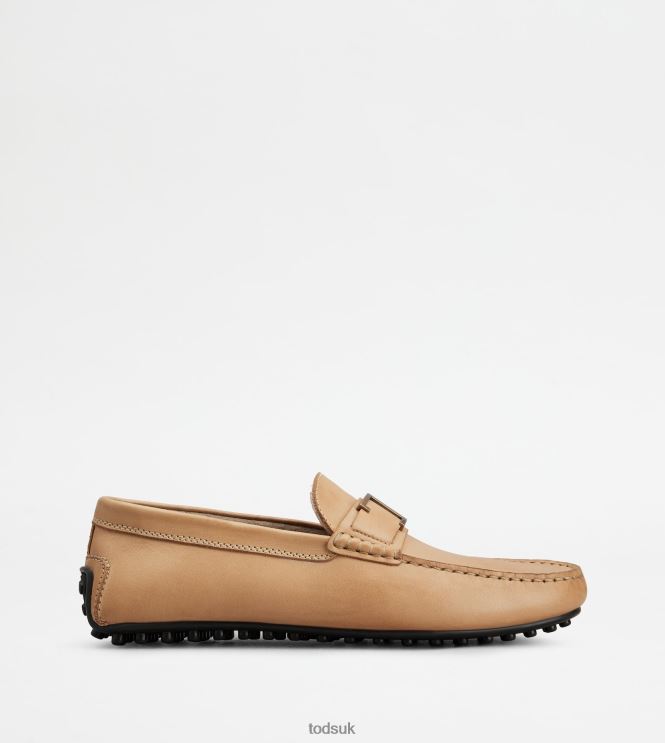 Tod's Men T Timeless City Gommino Driving Shoes in Leather 602L84750 Beige