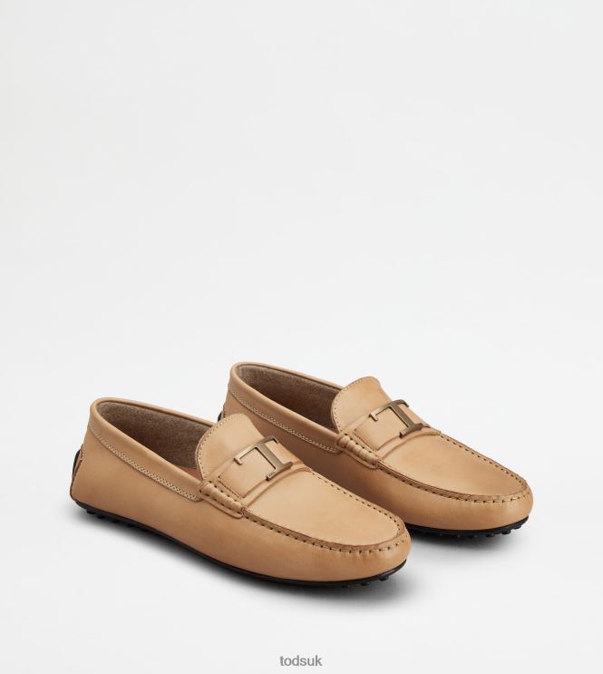 Tod's Men T Timeless City Gommino Driving Shoes in Leather 602L84750 Beige