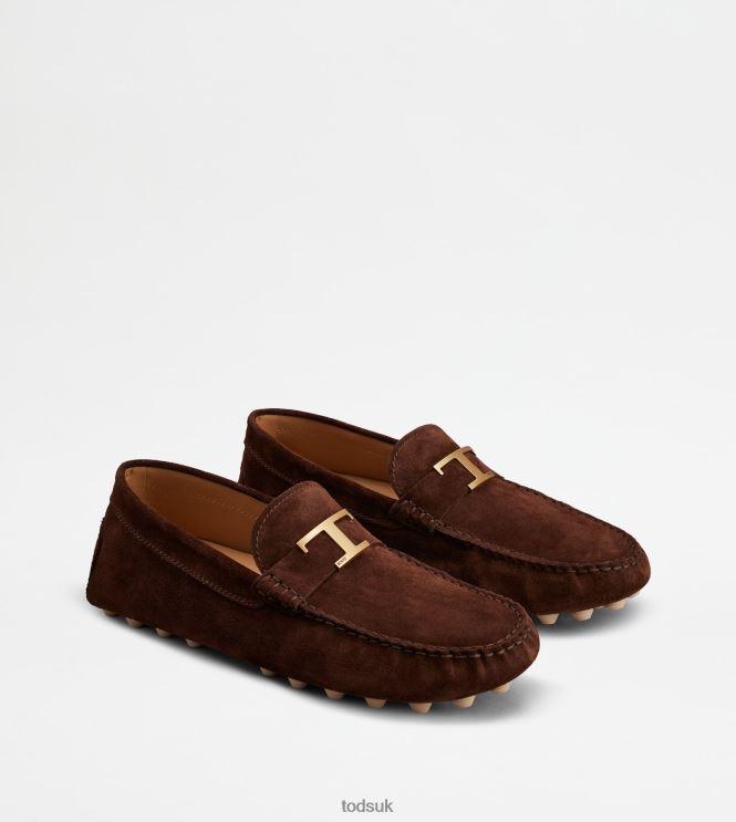 Tod's Men T Timeless Gommino Bubble in Suede 602L84718 Brown/Beige