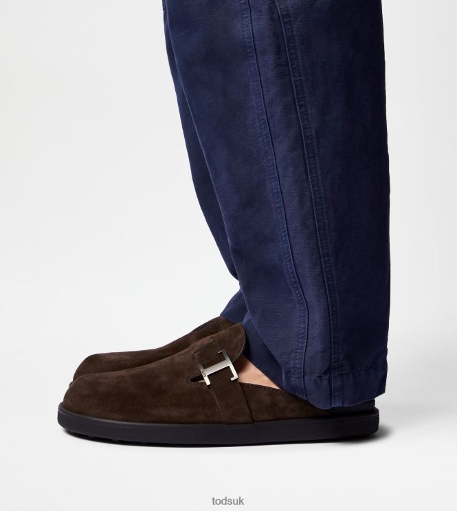 Tod's Men T Timeless Mules in Suede 602L84919 Brown