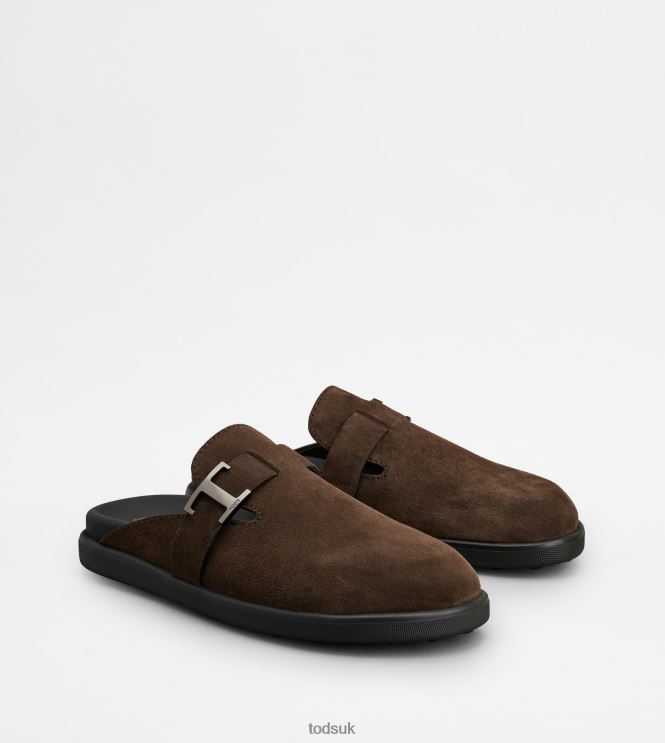 Tod's Men T Timeless Mules in Suede 602L84919 Brown