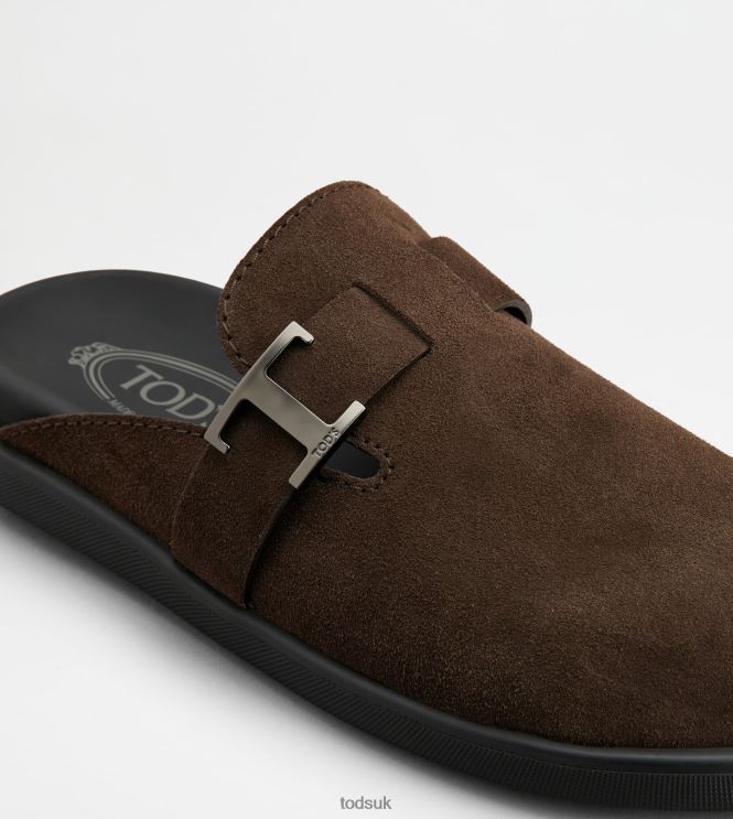 Tod's Men T Timeless Mules in Suede 602L84919 Brown