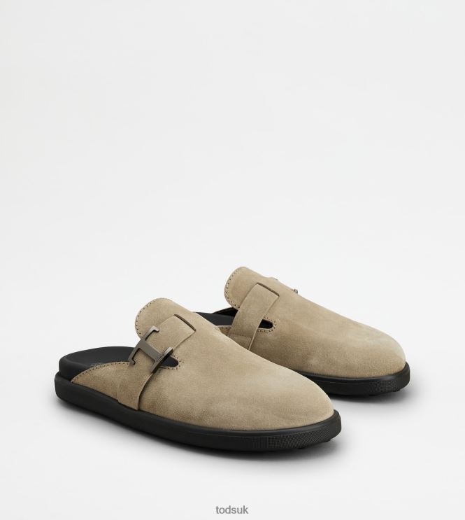 Tod's Men T Timeless Mules in Suede 602L84920 Beige