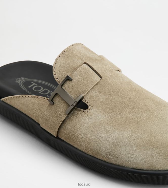 Tod's Men T Timeless Mules in Suede 602L84920 Beige