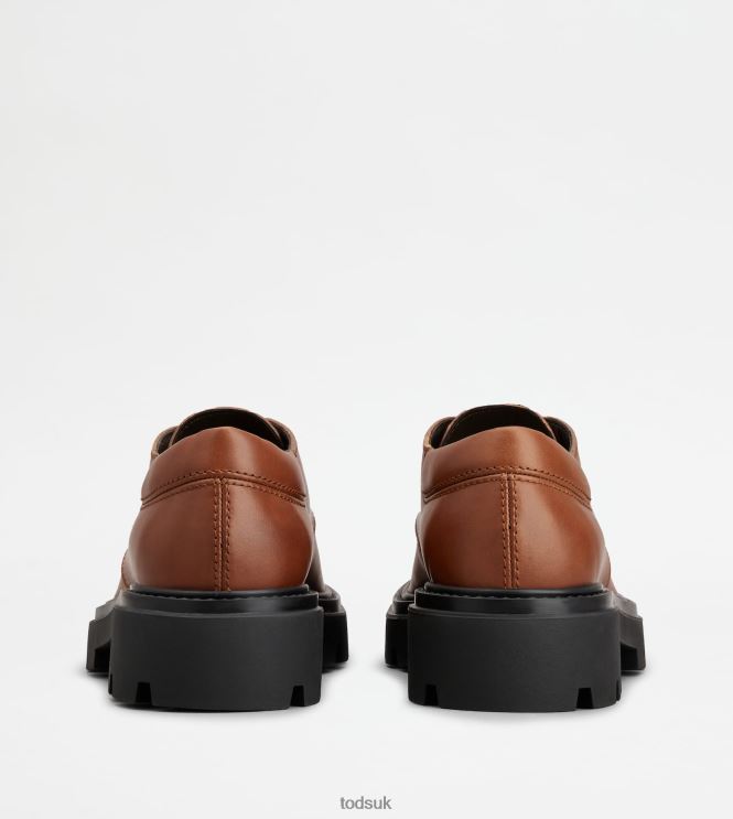 Tod's Men Lugged Lace-ups in Leather 602L84829 Brown