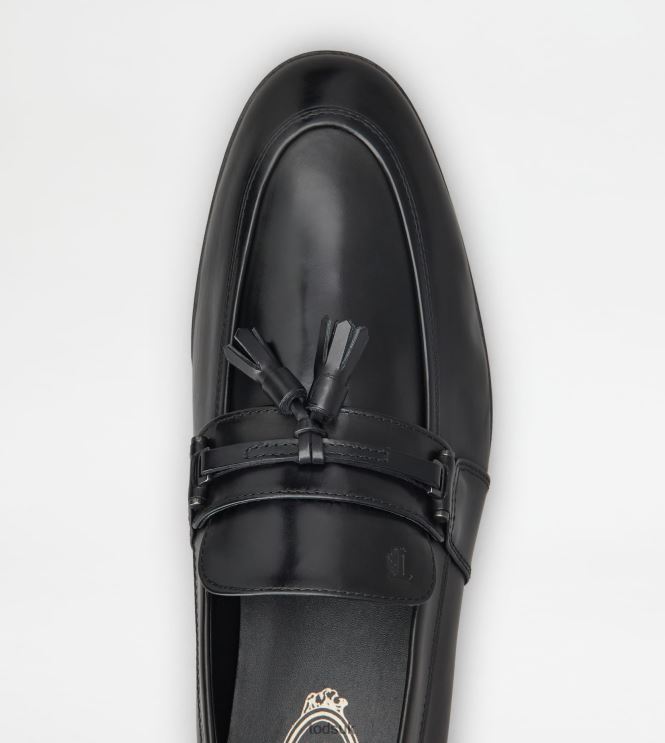 Tod's Men Loafers in Leather with Tassels 602L84685 Black