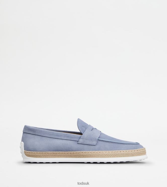 Tod's Men Loafers in Suede 602L84641 Light Blue