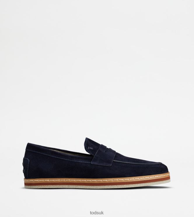 Tod's Men Loafers in Suede 602L84642 Blue