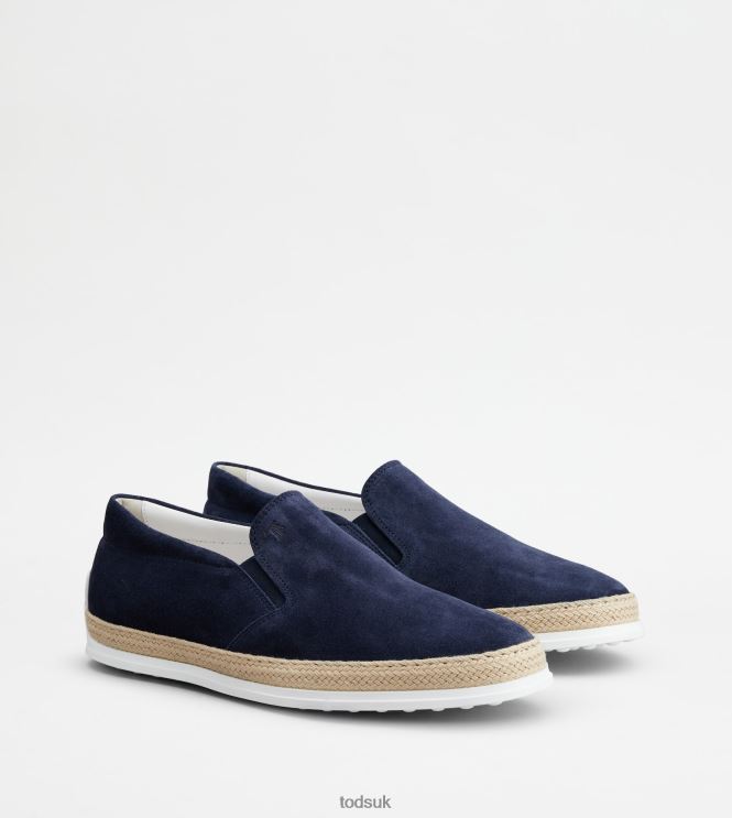 Tod's Men Slip-On Shoes in Suede 602L84910 Blue