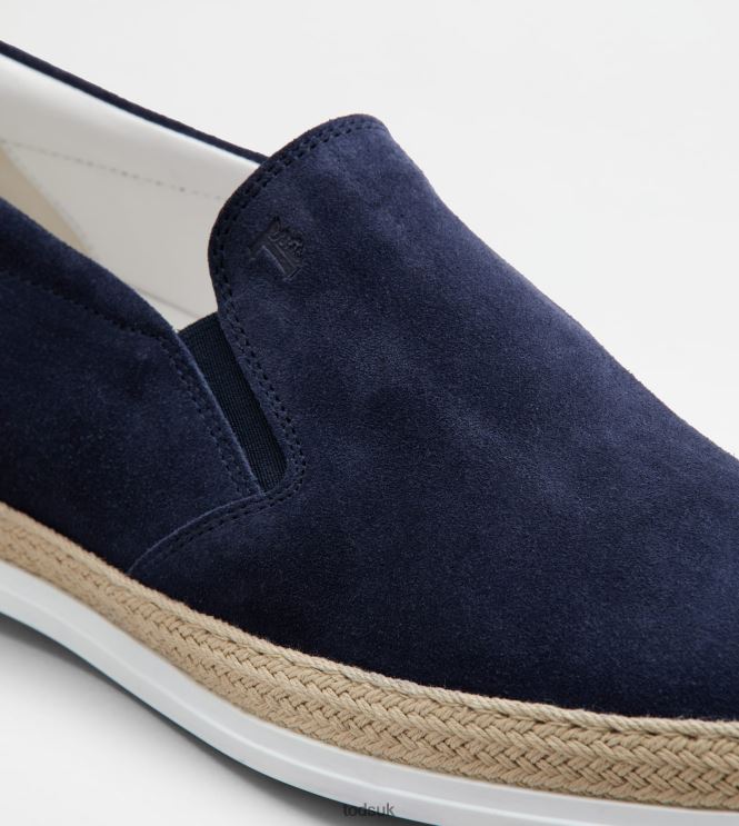 Tod's Men Slip-On Shoes in Suede 602L84910 Blue