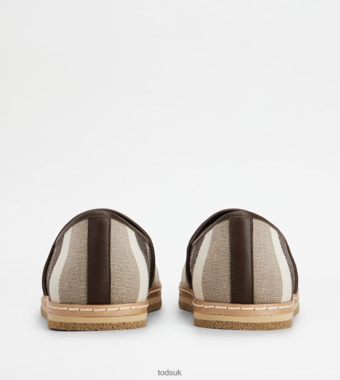 Tod's Men Slip-ons in Fabric 602L84897 Off White/Beige/Brown