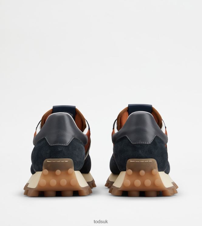 Tod's Men 1T Sneakers in Suede and Fabric 602L84869 Blue/Brown