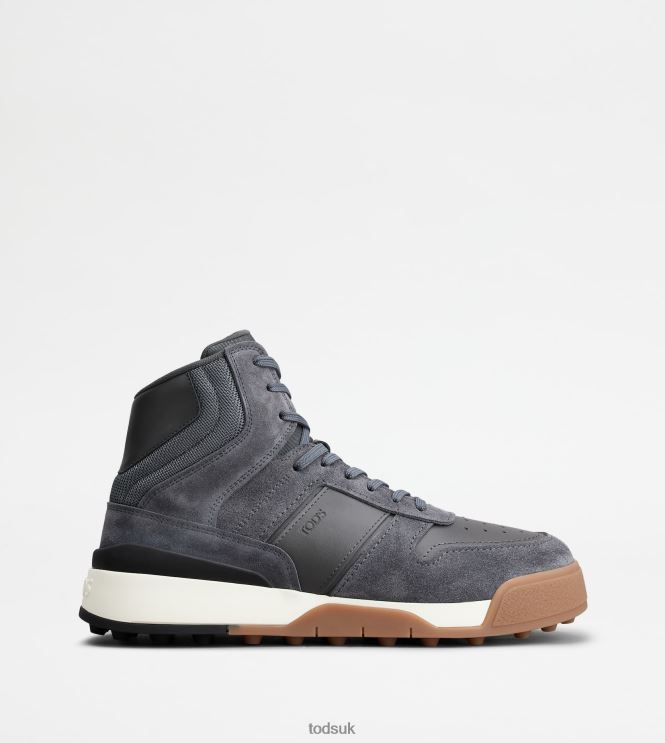 Tod's Men Hi-Top Sneakers in Suede and Smooth Leather 602L84849 Grey