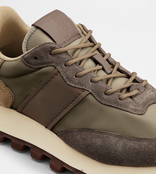 Tod's Men Sneakers 1T in Suede and Fabric 602L84830 Brown/Beige